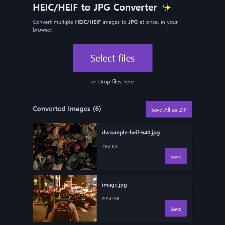 HEIC/HEIF converter screenshot
